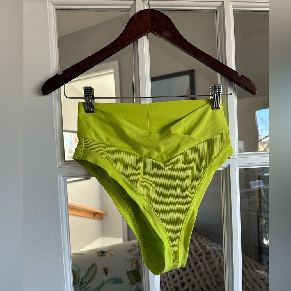 Aerie Lime Green High-Waisted Bikini Bottom